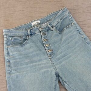 LOFT Light Wash Button-Fly Jeans - Raw Hem - High Waisted 31/12
